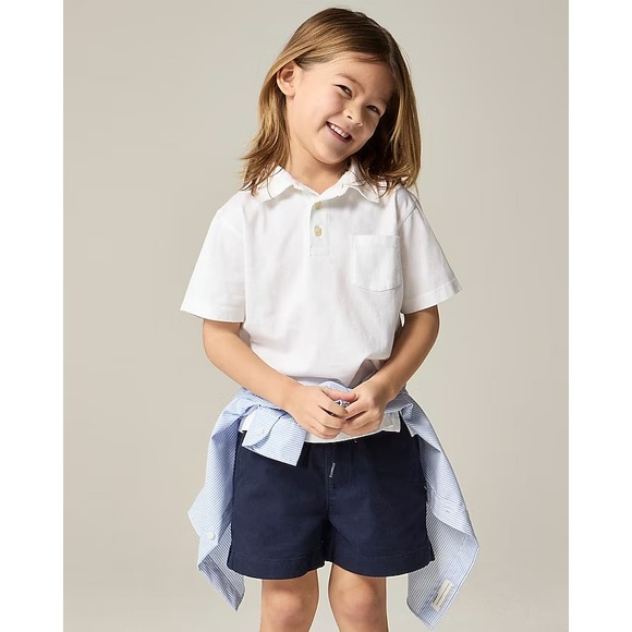 J Crew White Kids' new short-sleeve garment-dyed polo shirt Medium - Picture 1 of 6